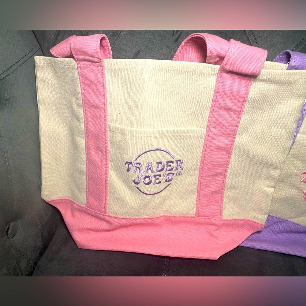 2026 *PINK* Trader Joe’s Mini Canvas Tote Bags in Pastel Colors